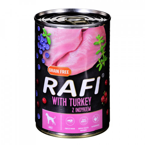 Dolina Noteci Rafi mit Truthahn, Preiselbeeren und Heidelbeeren - Nassfutter für Hunde - 400g - Fotogalerie 1