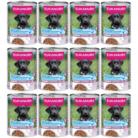 EUKANUBA Life Care Puppy Reich an Forelle und Süßkartoffeln - Nassfutter für Hunde - 12x400g - Fotogalerie 1