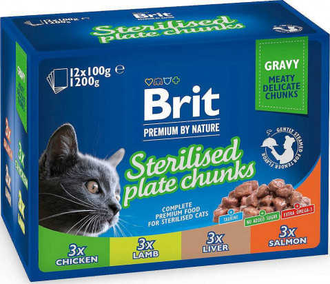 BRIT Premium Cat Sterilised Plate - Nassfutter für Katzen - 12x100g - Fotogalerie 1