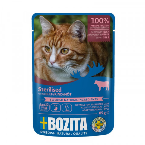 BOZITA sterilisiertes Rindfleisch in Gelee-Stücken - Nassfutter für Katzen - 85g - Fotogalerie 1