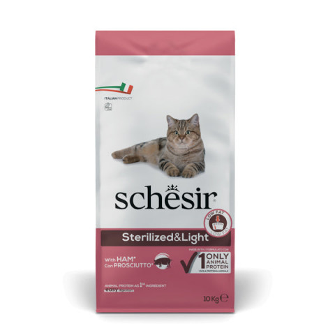 SCHESIR Adult Sterilized & Light with ham - trockenfutter für Katzen - 10kg - Fotogalerie 1