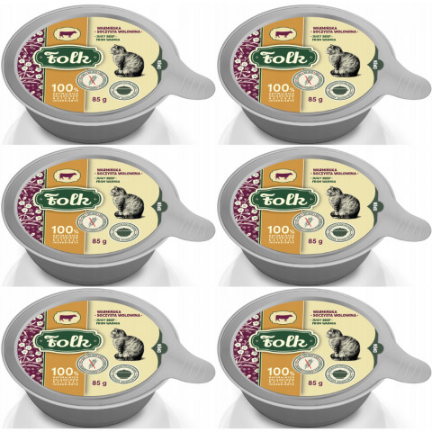 FOLK Ermländisches saftiges Rindfleisch – Nassfutter für Katzen – 6x85g - Fotogalerie 1