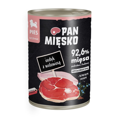 PAN MIĘSKO Puppy Truthahn mit Rind – Nassfutter für Hunde – 400g - Fotogalerie 1