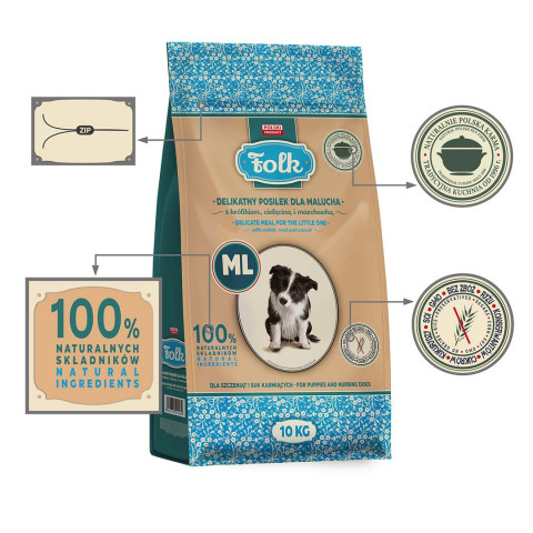 FOLK Junior Medium and large breeds Gentle meal for puppy with rabbit, veal and carrot - trockenfutter für Hunde - 10kg - Fotogalerie 4