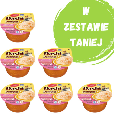 INABA Dashi Delights Huhn mit Lachs in Brühe – Delikatesse für Katzen – 3x70 g + 1x70 g Gratis! - Fotogalerie 1