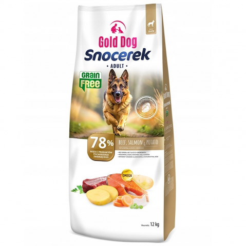 GOLD DOG Snocerek Grain Free Rindfleisch und Lachs, Kartoffel - trockenfutter für Hunde - 12kg - Fotogalerie 1
