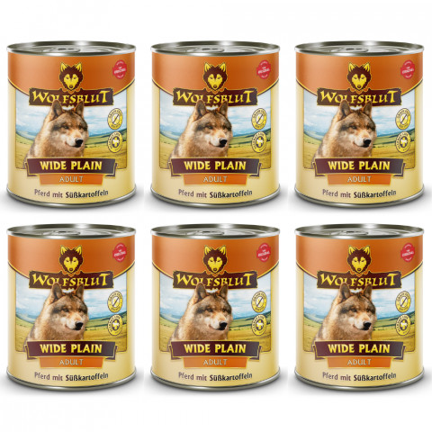 WOLFSBLUT Wide Plain Horse meat with sweet potatoes - Nassfutter für Hunde - 6x800g - Fotogalerie 1