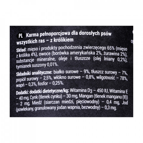 Dolina Noteci RAFI Kaninchen, Blaubeere, Cranberry - Nasses Hundefutter 400 g - Fotogalerie 2