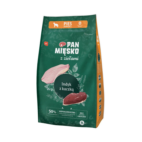 PAN MĘSKO with Herbs Turkey with duck M - trockenfutter für Hunde - 9kg - Fotogalerie 1
