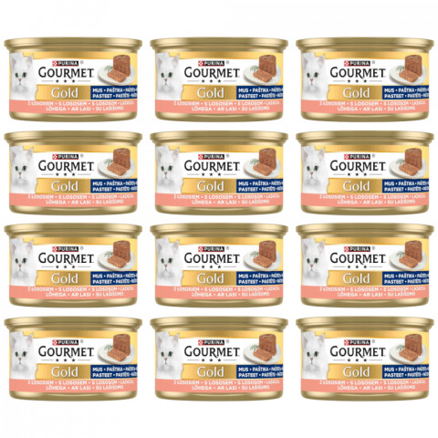 PURINA Gourmet Gold Mousse with salmon - nassfutter für Katzen - 12x85g - Fotogalerie 1
