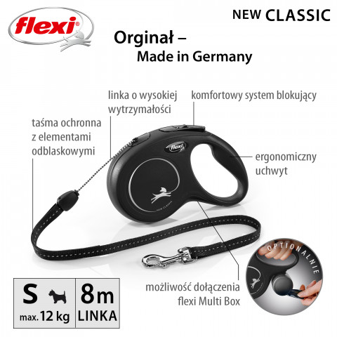 Flexi New CLASSIC 8 m Schwarz Hund Rückziehbare Leine - Fotogalerie 4