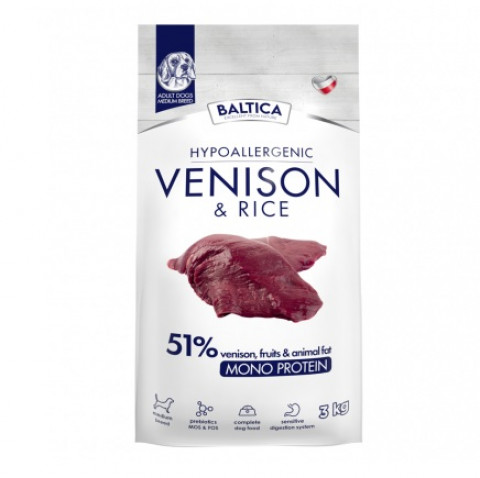BALTICA Nutraceutic Hypoallergenic Medium breeds Venison with rice - trockenfutter für Hunde - 3kg - Fotogalerie 1