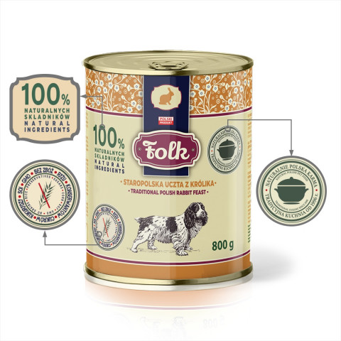 FOLK Traditional polish rabbit feast - Nassfutter für Hunde - 800g - Fotogalerie 4