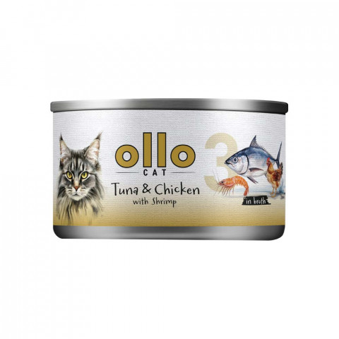 OLLO Cat nr 3 Tuna & Chicken with shrimp in broth - nassfutter für Katzen - 70g - Fotogalerie 1