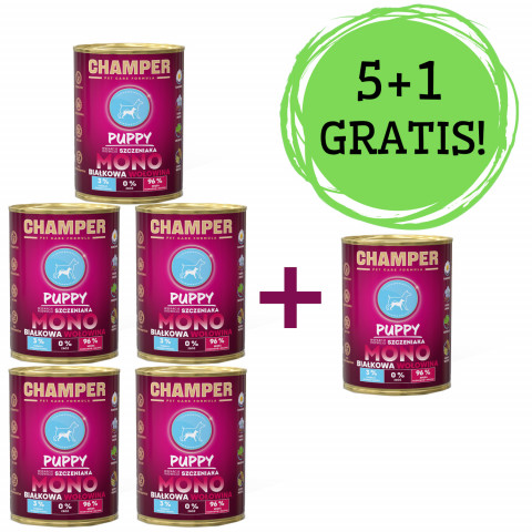 CHAMPER Puppy Rindfleisch – Nassfutter für Hunde – 5x400g + 1 Dose GRATIS! - Fotogalerie 1
