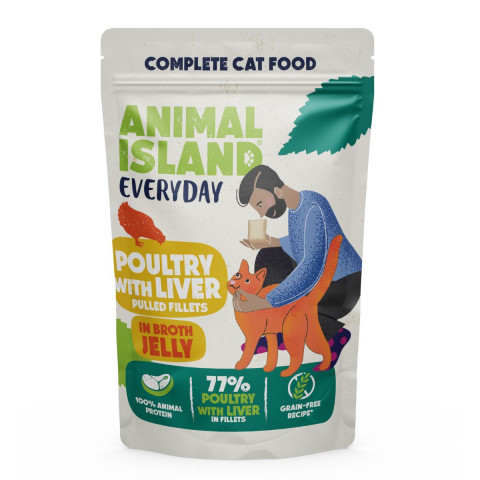 ANIMAL ISLAND Everyday Veal and poultry with liver - nassfutter für Katzen - 4 x 85g - Fotogalerie 3