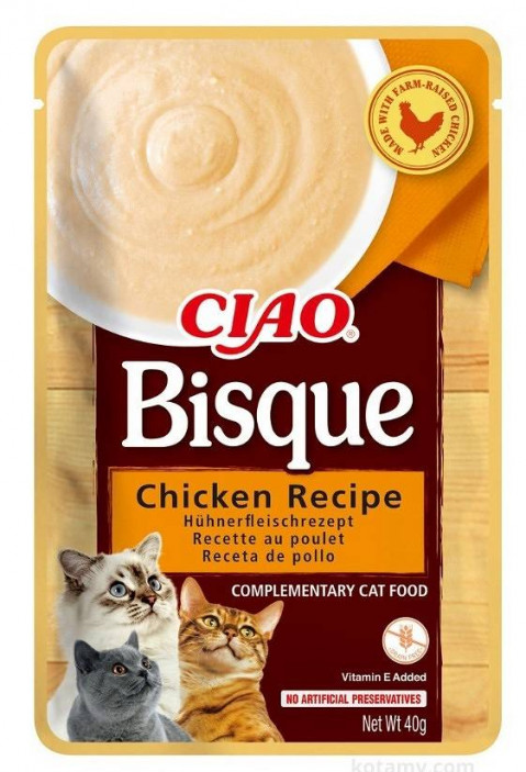 INABA Ciao Bisque Chicken Hühnersuppe - Leckerbissen für Katzen - 40g - Fotogalerie 1