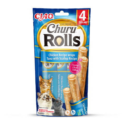INABA Churu Rolls Chicken recipe wraps Tuna with scallop recipe - Katze behandeln - 4x10 g - Fotogalerie 1