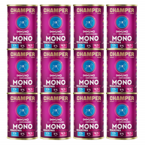 CHAMPER Immuno Monoprotein Rind – Nassfutter für Hunde – 12×400 g - Fotogalerie 1