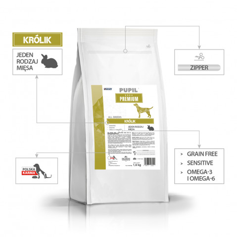 PUPIL Premium All Breeds Rabbit - trockenfutter für Hunde - 1,6kg - Fotogalerie 2