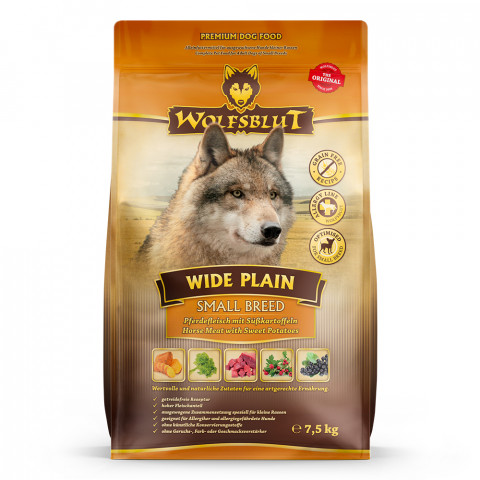 WOLFSBLUT Wide Plain Small breeds Horse with sweet potatoes - trockenfutter für Hunde - 7,5kg - Fotogalerie 1