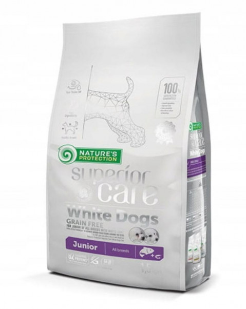 NATURE'S PROTECTION Superior Care White Dogs Grain Free Junior Salmon – Trockenfutter für Welpen – 1,5 kg - Fotogalerie 1