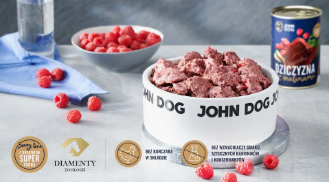JOHN DOG Berry Line Adult Game with raspberries - Nassfutter für Hunde - 400g - Fotogalerie 2