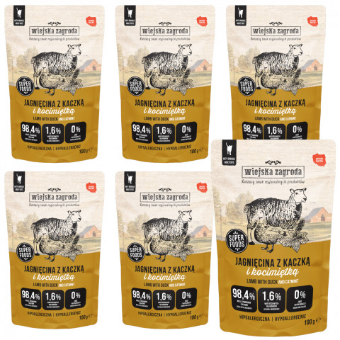 WIEJSKA ZAGRODA Lamm mit Ente und Katzenminze – Nassfutter für Katzen – 6x100g - Fotogalerie 1