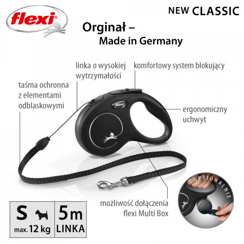 Flexi New CLASSIC 5 m Schwarz Hund Rückziehbare Leine - Fotogalerie 3