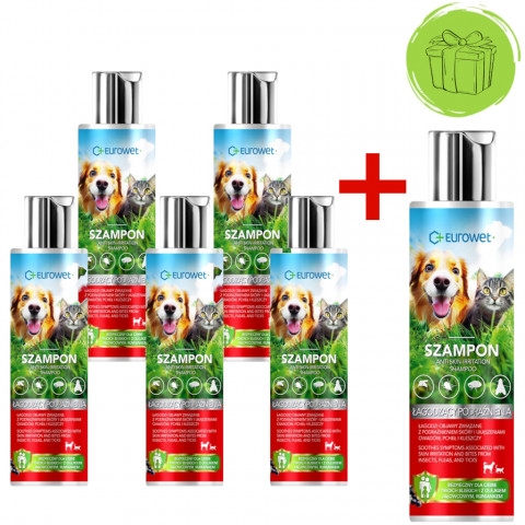 EUROWET Gereizte Haut - Shampoo für Hunde und Katzen - 200 ml - 5+1 GRATIS! - Fotogalerie 1