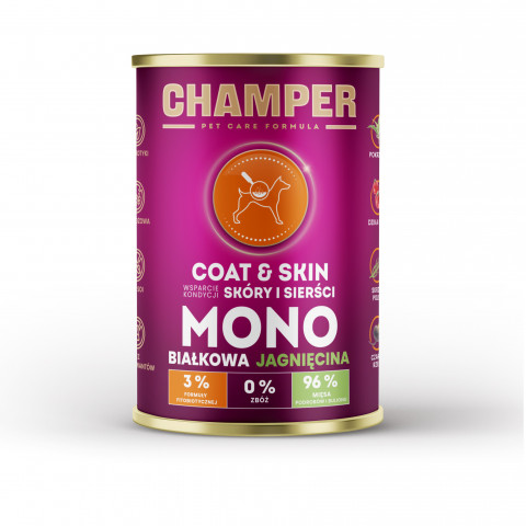 CHAMPER Coat & Skin Lamm – Nassfutter für Hunde – 5x400g + 1 Dose GRATIS! - Fotogalerie 2