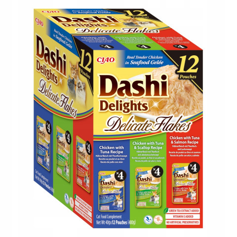 INABA Dashi Delights Delicate flakes Tuna mix - nassfutter für Katzen - 12x40g - Fotogalerie 1