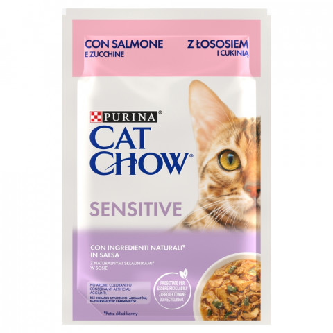  Purina Cat Chow Sensitive Gig mit Lachs und Zucchini in Sauce - Nassfutter für Katzen - 85 g - Fotogalerie 1