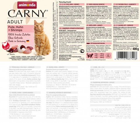 ANIMONDA Carny Adult Turkey, chicken and shrimp - nassfutter für Katzen - 400g - Fotogalerie 2
