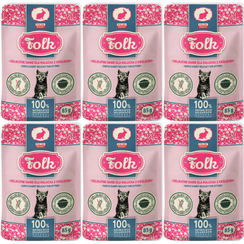 FOLK Kitten Zartes Gericht für Kitten mit Kaninchen – Nassfutter für Katzen – 6x85g - Fotogalerie 1