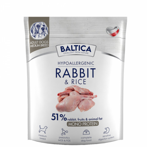 BALTICA Nutraceutic Hypoallergenic M Rabbit with rice - trockenfutter für Hunde - 1kg - Fotogalerie 1