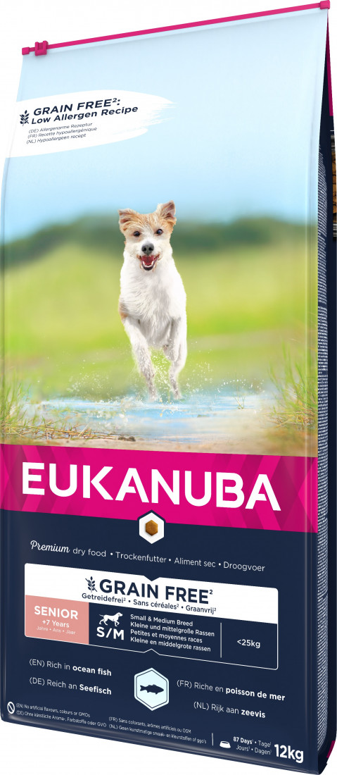 EUKANUBA Grain Free Senior small/medium breed, Ocean fish - Trockenfutter für Hunde - 12 kg - Fotogalerie 3