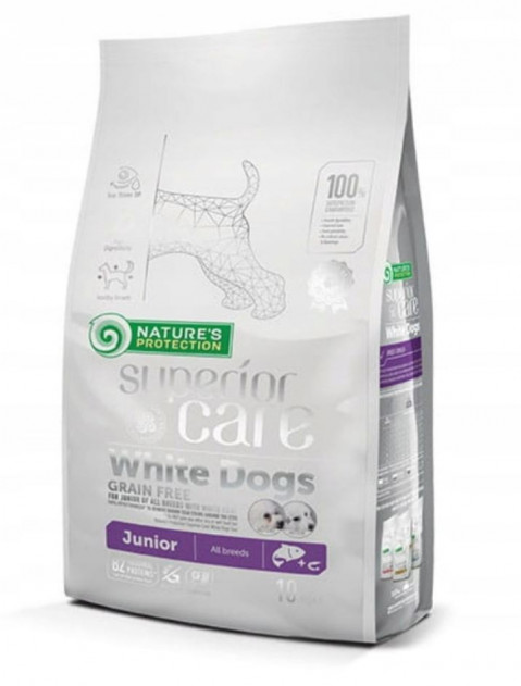 NATURE'S PROTECTION Superior Care White Dogs Grain Free Junior Salmon – Trockenfutter für Welpen – 10 kg - Fotogalerie 1