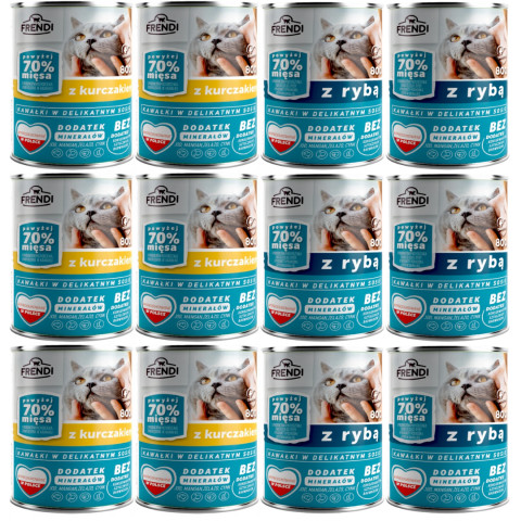FRENDI Stücke in Soße MIX Geschmacksrichtungen - Nassfutter für Katzen - 12x800g - Fotogalerie 1