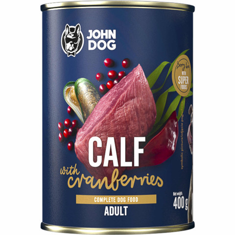 JOHN DOG Berry Line Calf with cranberries - Nassfutter für Hunde - 400g - Fotogalerie 1