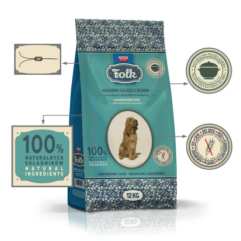 FOLK Medium and large breeds Traditional masurian venison stew with beets and cranberries - trockenfutter für Hunde - 12kg - Fotogalerie 4