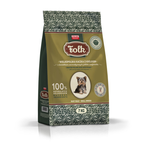 FOLK Small breeds Traditional Greater Poland duck with rabbit, apples and marjoram - trockenfutter für Hunde - 7kg - Fotogalerie 1