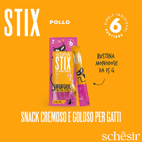 SCHESIR Stix Hühnercreme – Delikatesse für Katzen – 6x15g - Fotogalerie 3