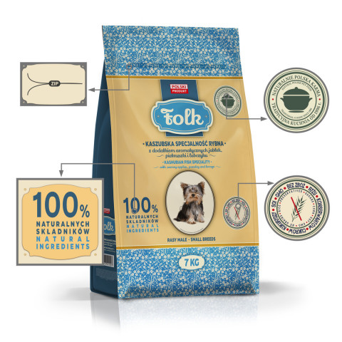 FOLK Small breeds Kashubian-style fish specialty with apples, parsley and lovage - trockenfutter für Hunde - 7kg - Fotogalerie 4