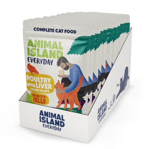 ANIMAL ISLAND Everyday Poultry and liver in jelly - nassfutter für Katzen - 12 x 85g - Fotogalerie 1