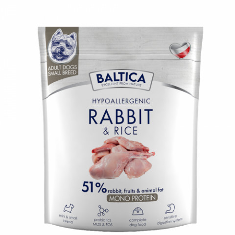 BALTICA Nutraceutic Hypoallergenic S Rabbit with rice - trockenfutter für Hunde - 1kg - Fotogalerie 1