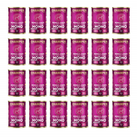 CHAMPER Bones & Joints Monoprotein Rind – Nassfutter für Hunde – 24×400 g - Fotogalerie 1