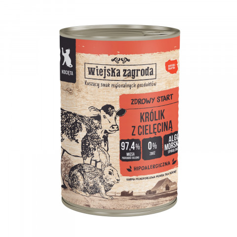 WIEJSKA ZAGRODA Rabbit with veal for kittens - nassfutter für Katzen - 400g - Fotogalerie 1