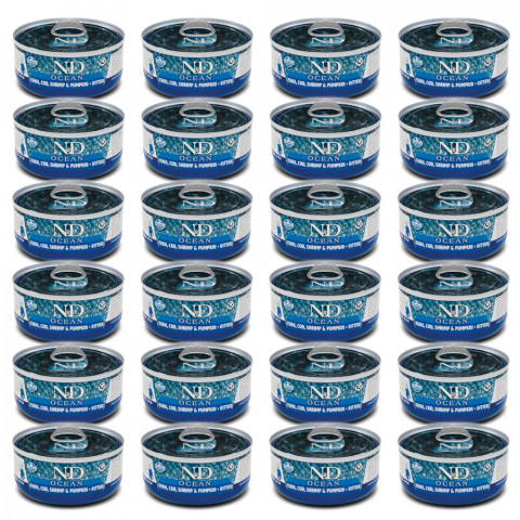 FARMINA N&D Ocean Kitten Thunfisch, Kabeljau, Garnelen & Kürbis – Nassfutter für Kätzchen – 24x70g - Fotogalerie 1