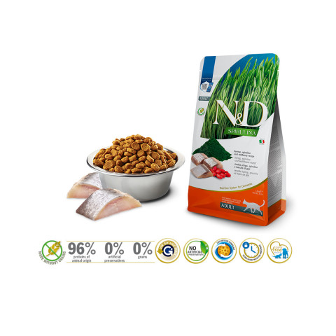 FARMINA N&D Spirulina Herring - Trockenfutter für Katzen - 1.5 kg - Fotogalerie 3